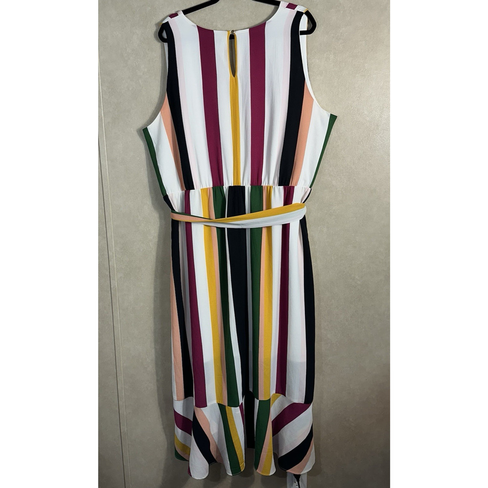 Lane Bryant Womens Size 24 Multicolor Stripe Sleeveless V Neck Lined Maxi Dress - Picture 2 of 9